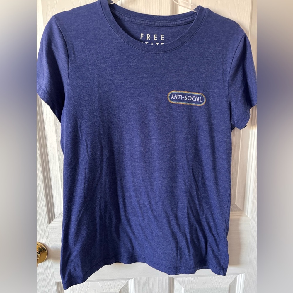 Free State Blue Tee, “Anti-Social”Print